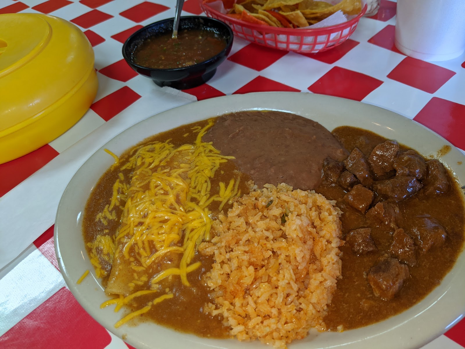 Plate of food served at Las Palmas Cafe